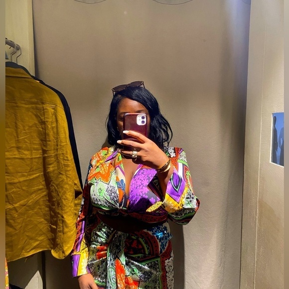 Zara women’s printed two piece crop blouse and skirt set size XL new with tags - Picture 15 of 15